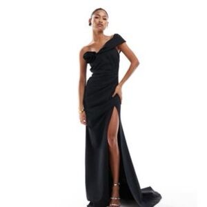 ASOS Black One-Shoulder Dress with Slit